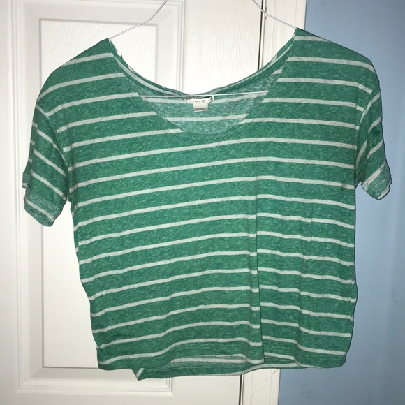 Teal and white striped crop top - Picture 3 of 3